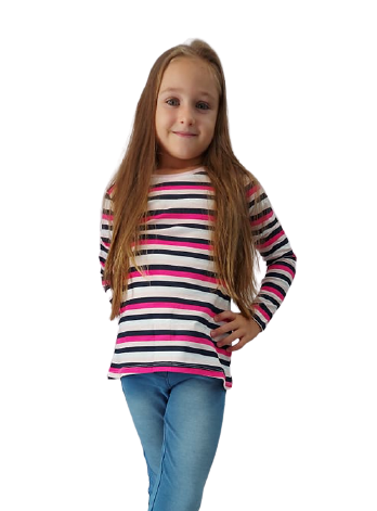Lányka csíkos  hosszú ujjú póló - Rainbow Trend Shop