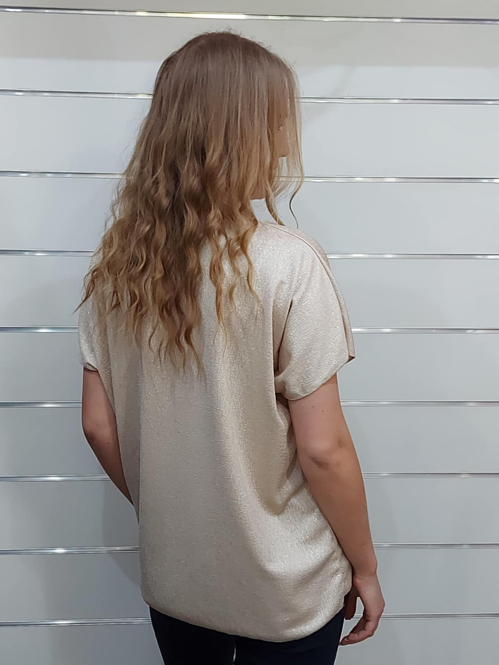 Lurex szálas női V-nyakú felső – kényelmes, elegáns, univerzális méret! (M-3XL)