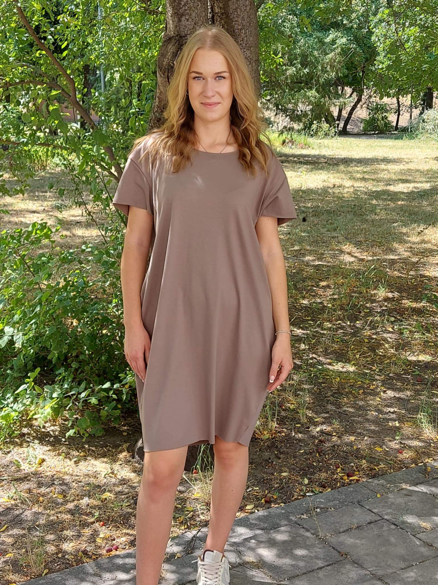 Lézervágott mintás női pamut tunika/ruha -Plus size (L-3XL)