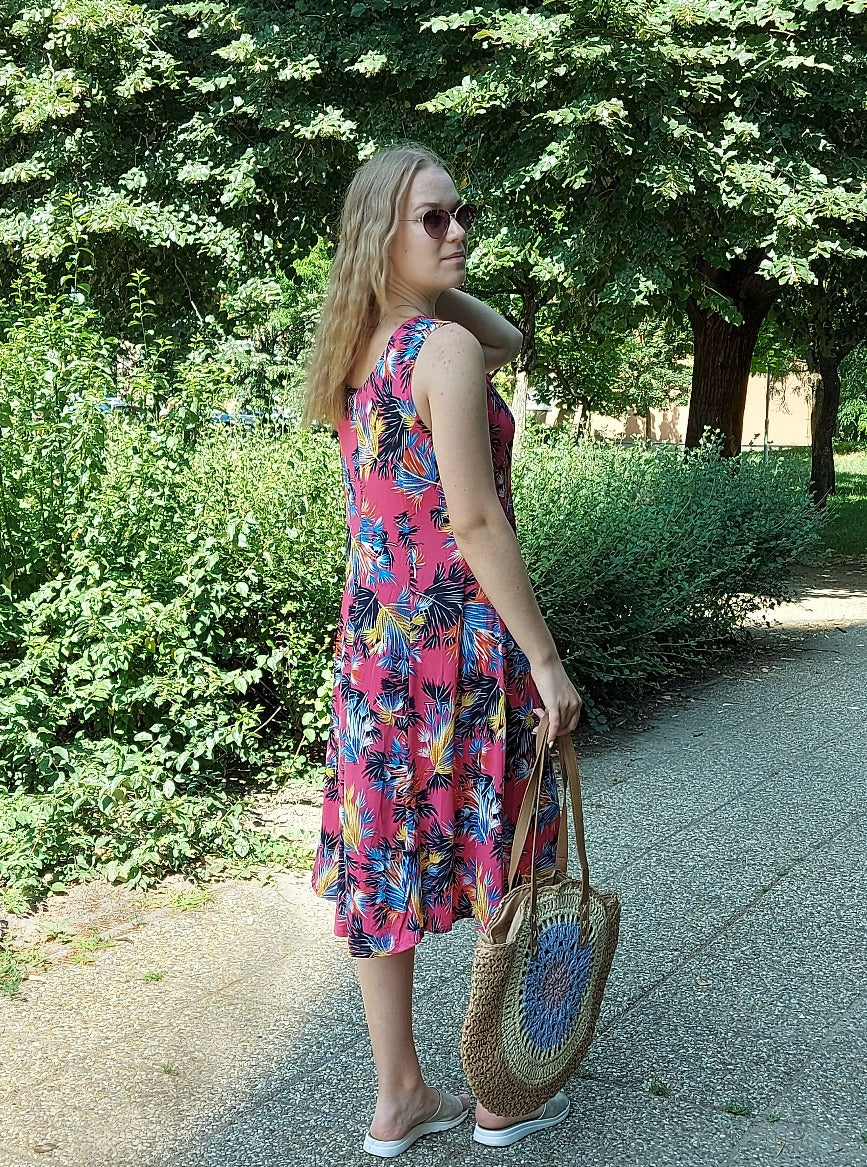 Jégselyem ujjatlan virágmintás női ruha-Plus size