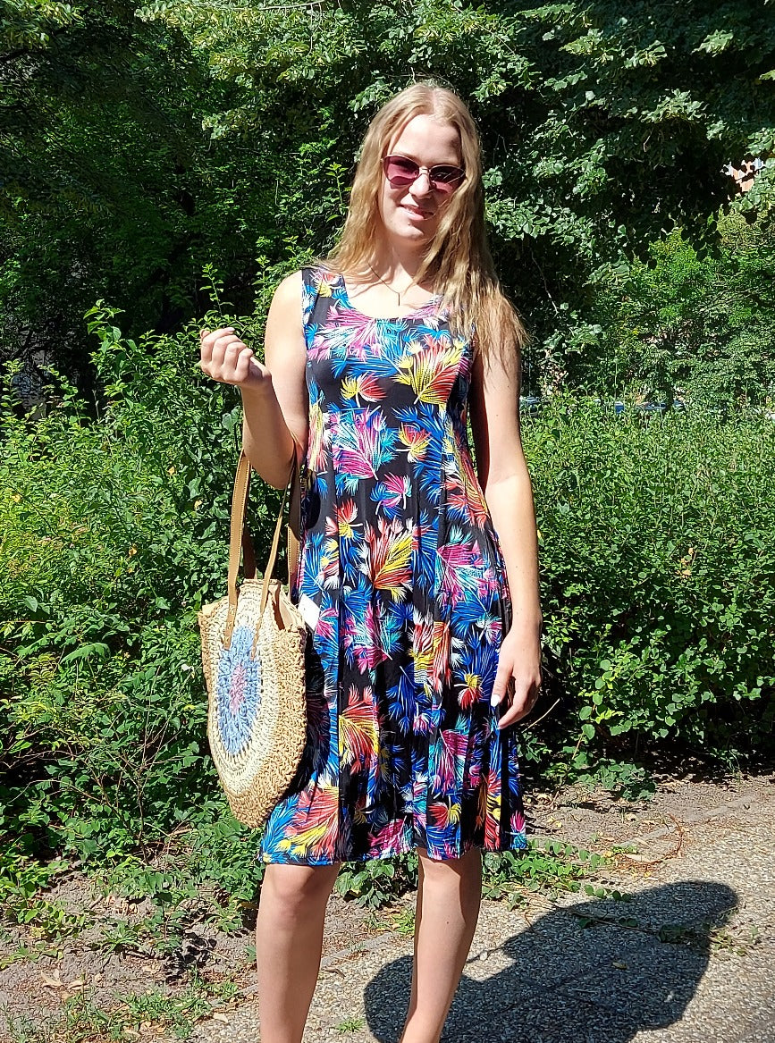 Jégselyem ujjatlan virágmintás női ruha-Plus size