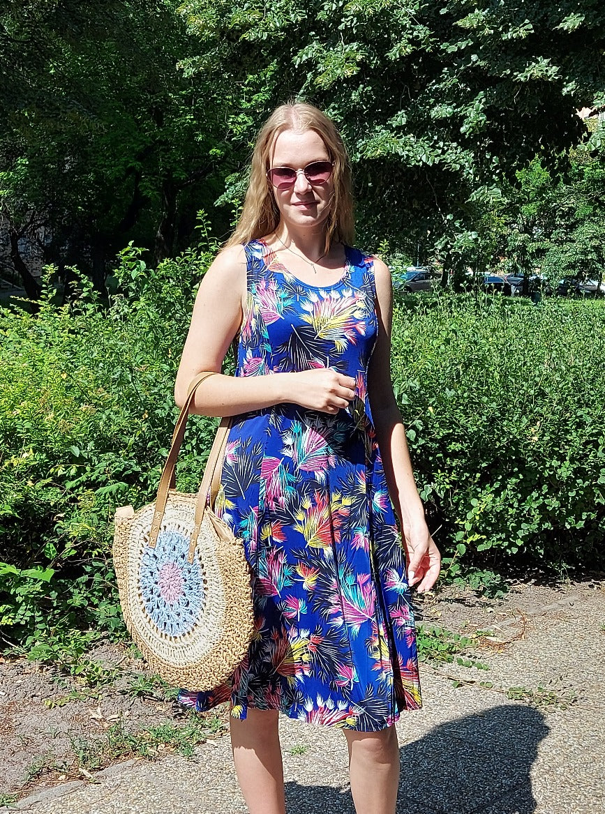 Jégselyem ujjatlan virágmintás női ruha-Plus size