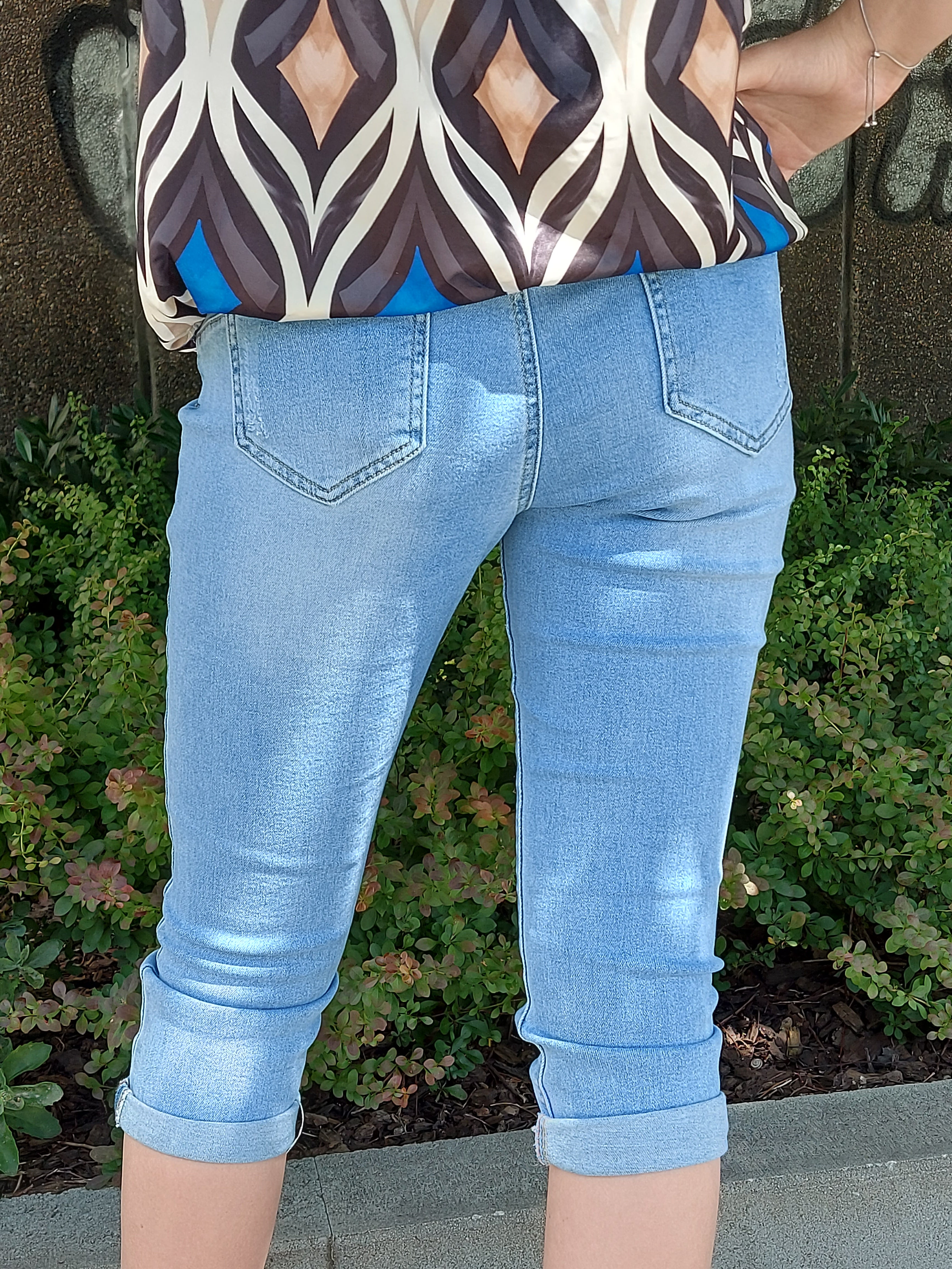 Világoskék női farmer halásznadrág ( L-4XL)