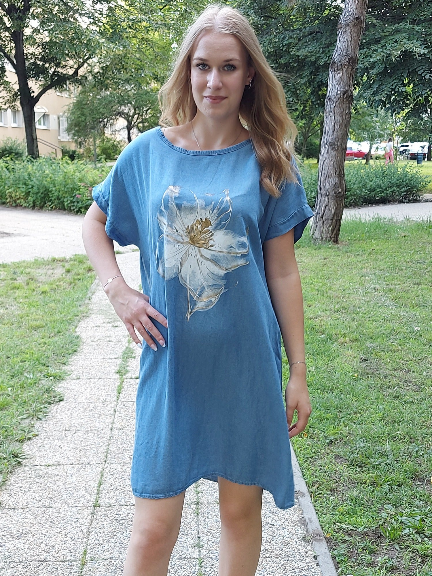 Farmerhatású női nyári ruha-Plus size