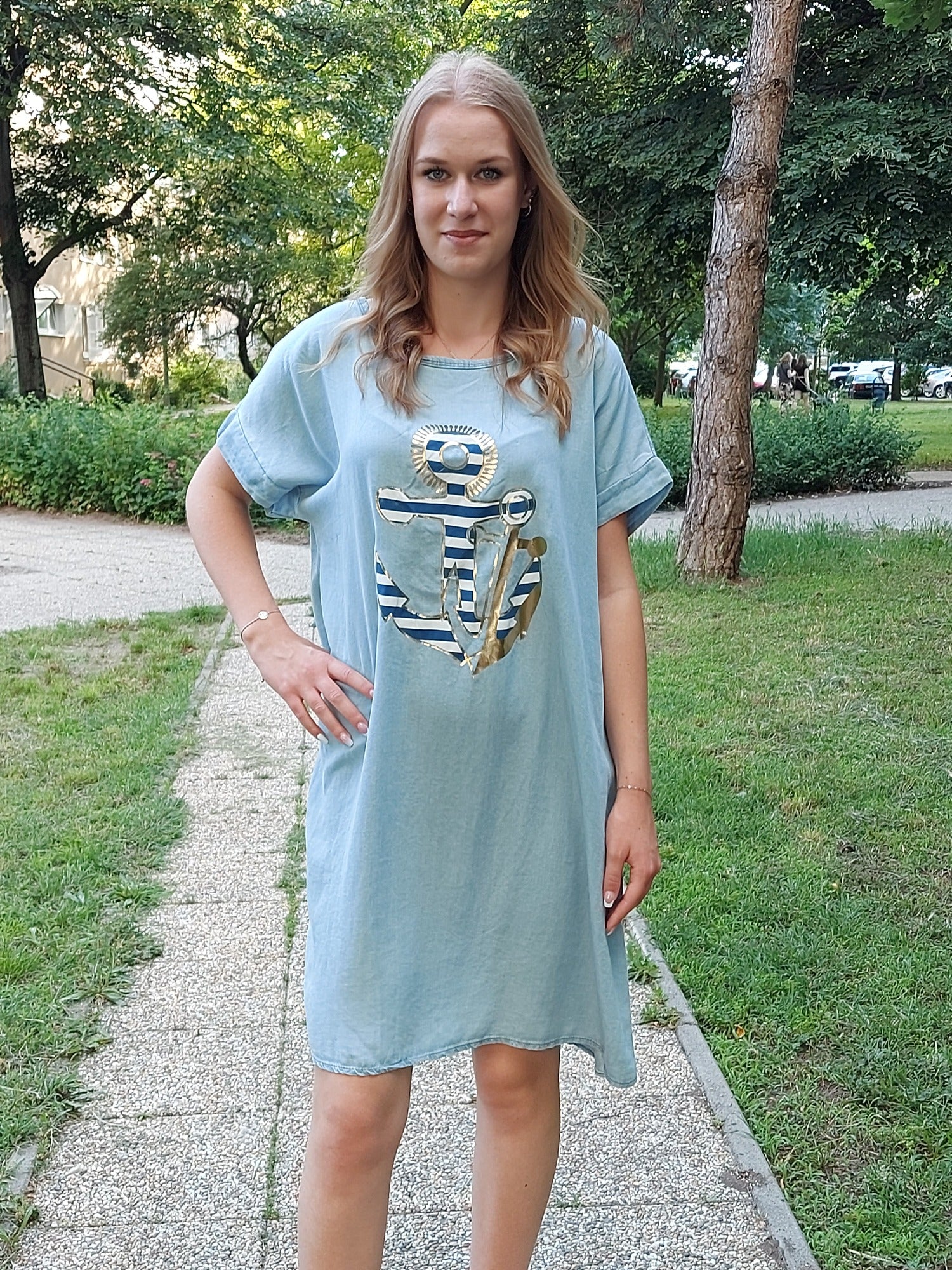 Farmerhatású női nyári ruha-Plus size