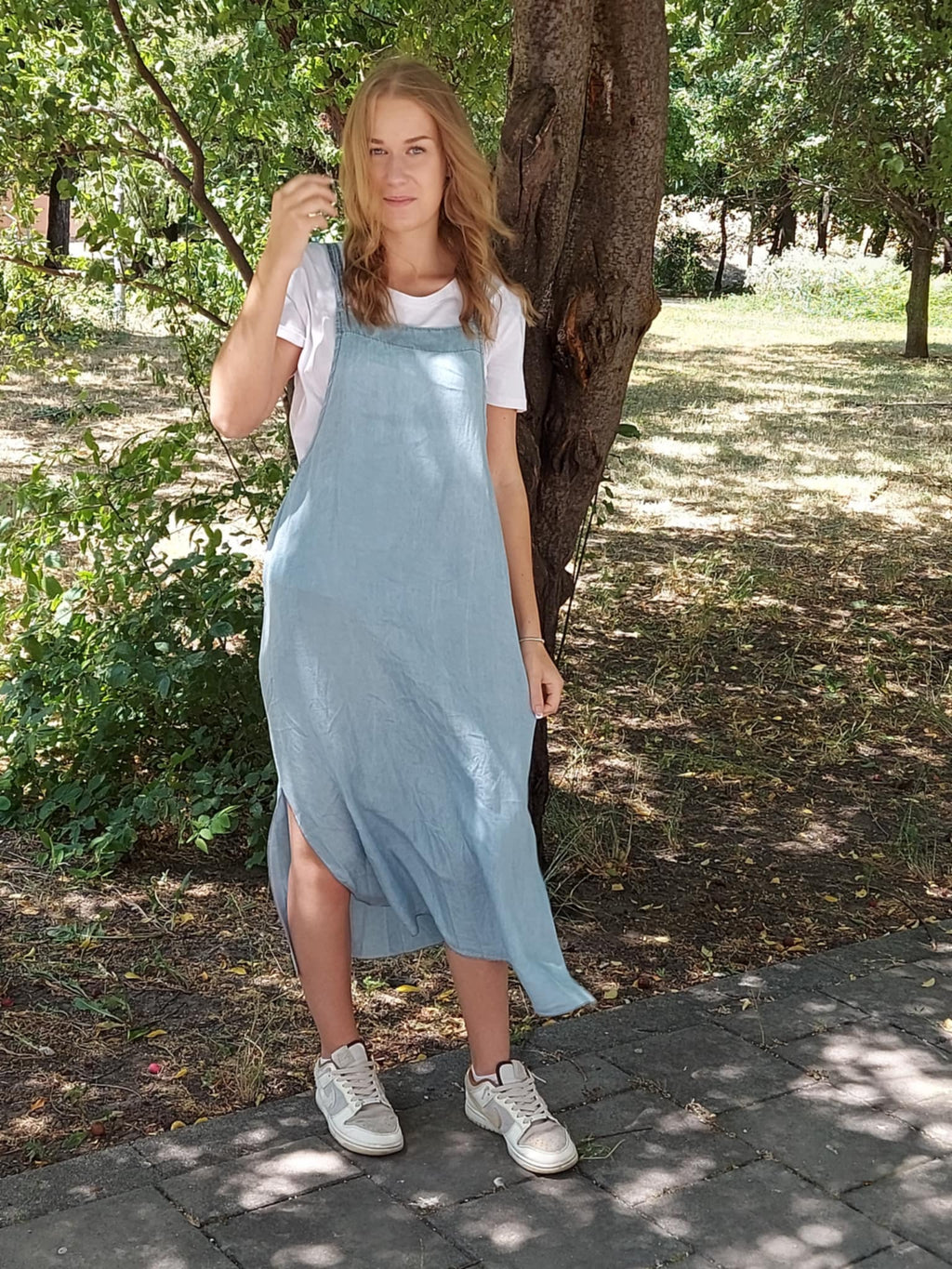 Kantáros női maxiszoknya + fehér pamut póló szett ( S-XL)