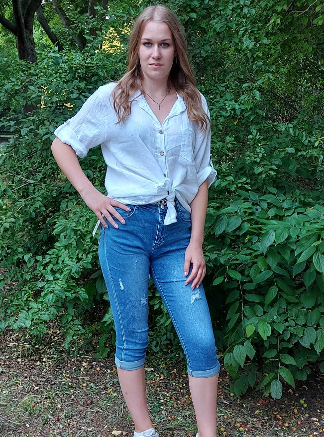 Női farmer halásznadrág-Plus size (30-38)