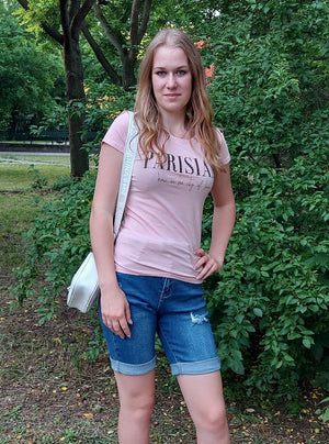 Open image in slideshow, Rózsaszín női póló
