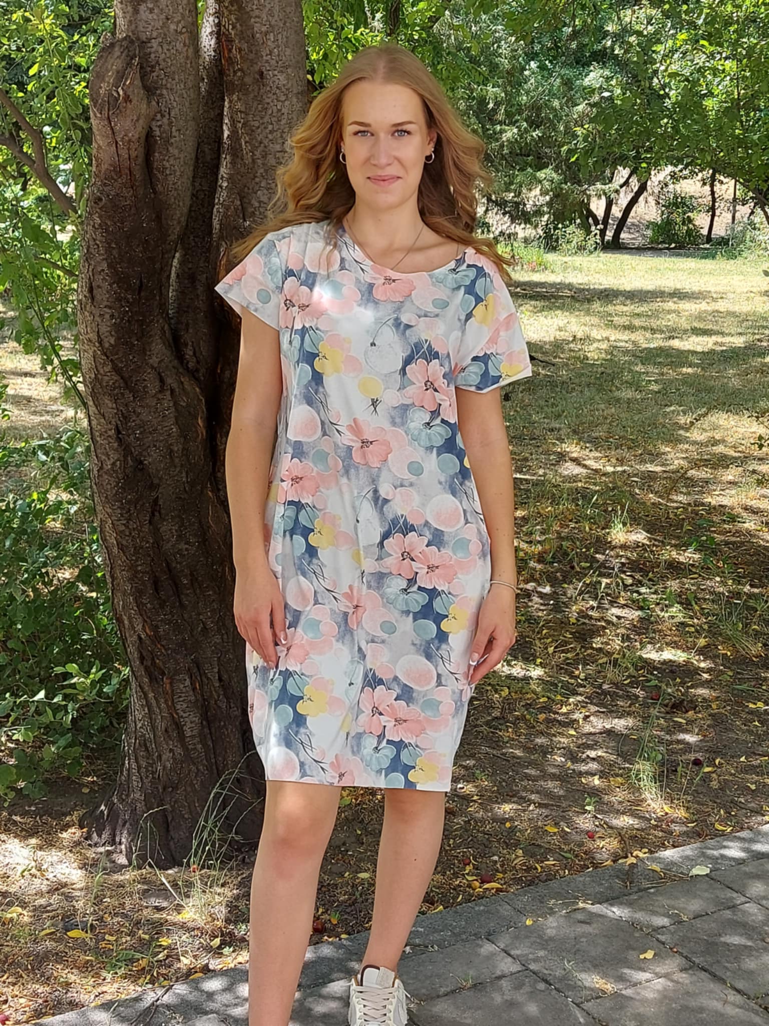 Lézervágott mintás női pamut tunika/ruha -Plus size (L-3XL)