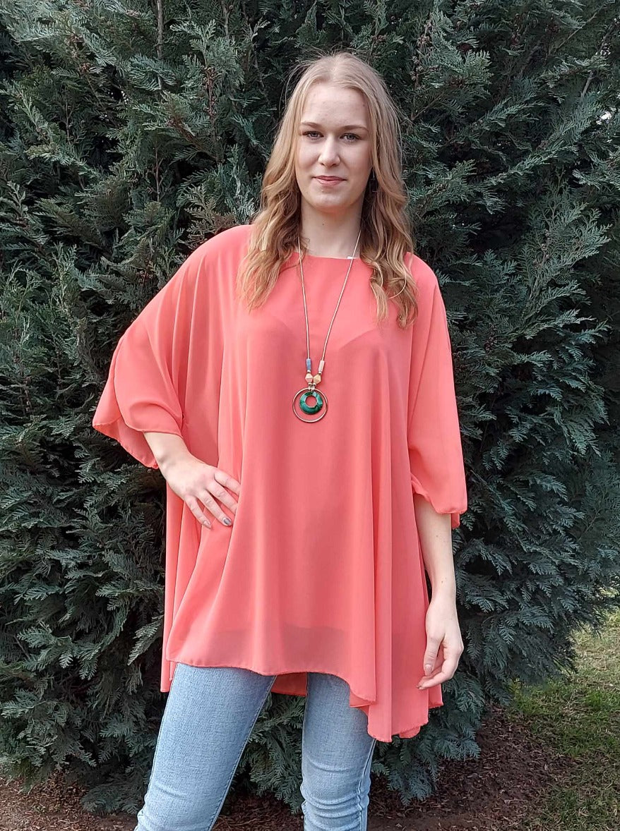 Muszlin felső ajándék lánccal-PLUS SIZE