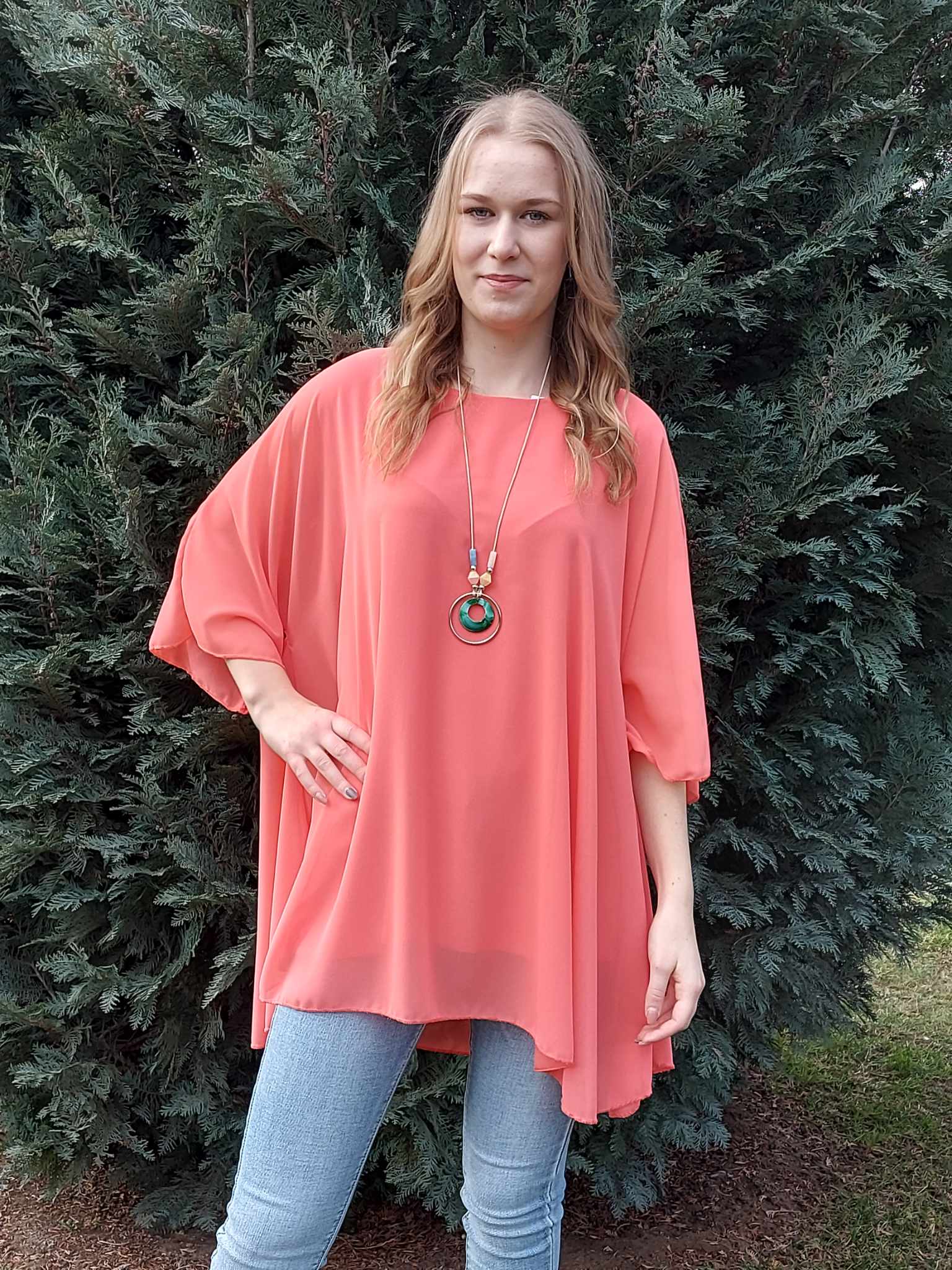 Muszlin felső ajándék lánccal-PLUS SIZE
