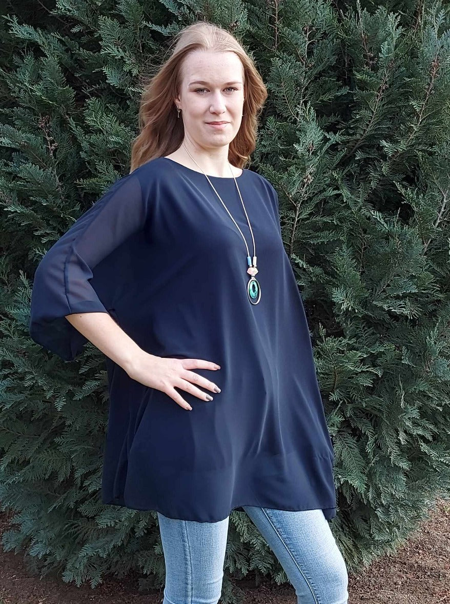 Muszlin felső ajándék lánccal-PLUS SIZE