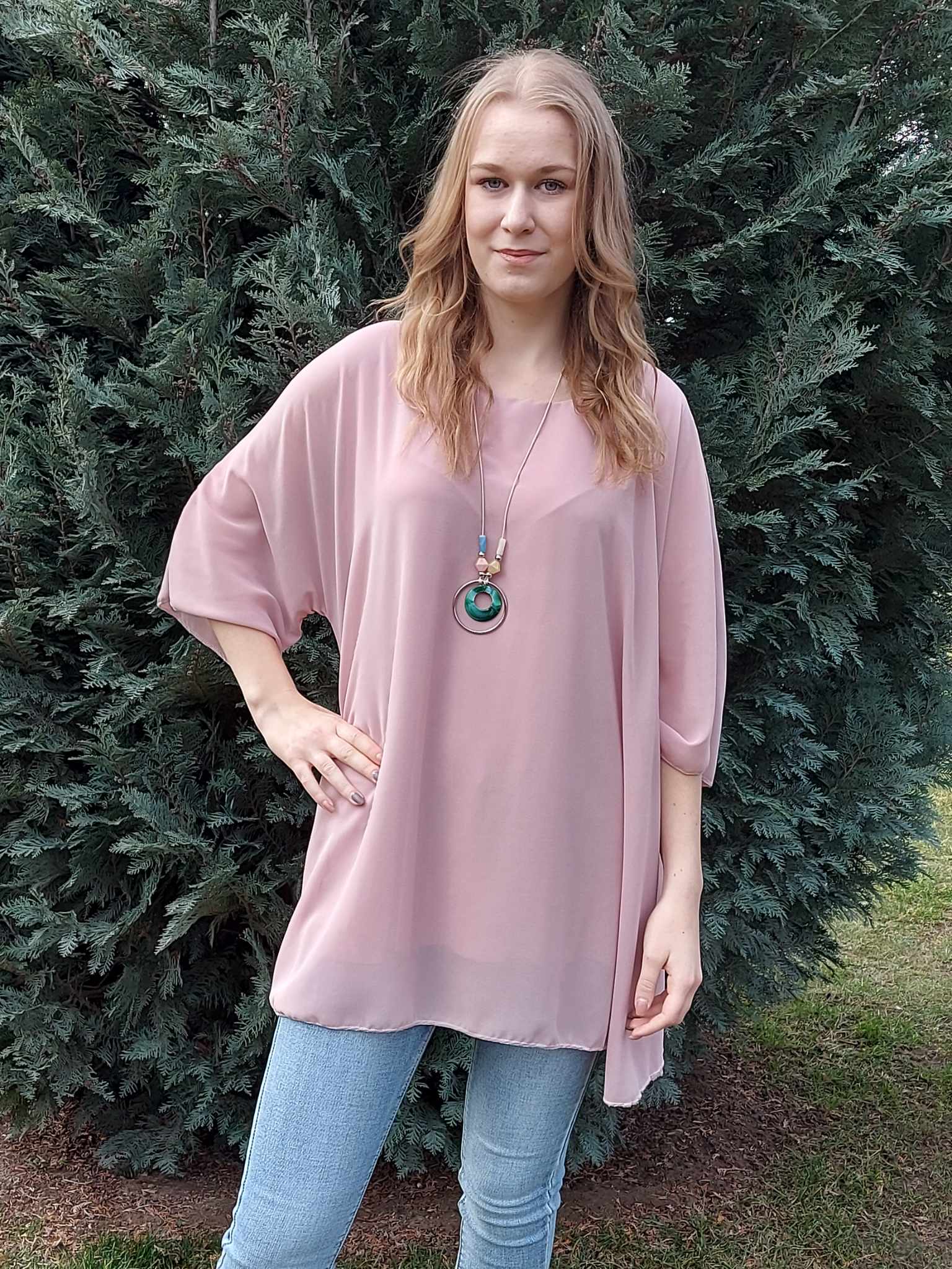 Muszlin felső ajándék lánccal-PLUS SIZE