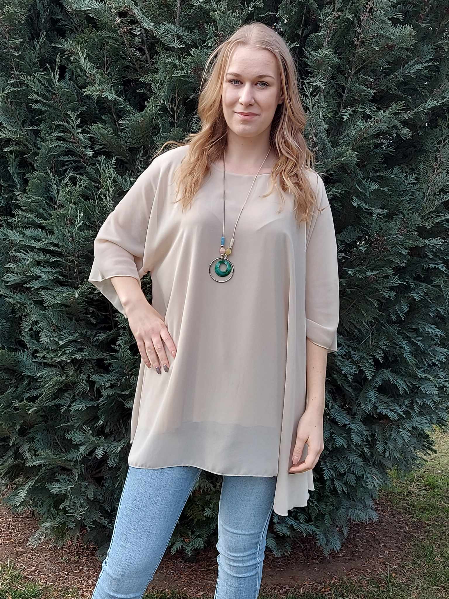 Muszlin felső ajándék lánccal-PLUS SIZE