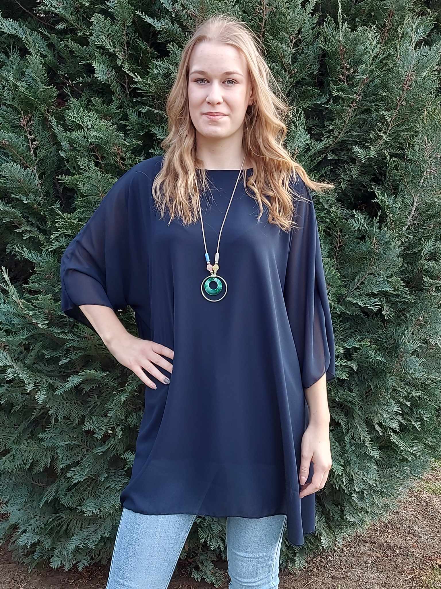 Muszlin felső ajándék lánccal-PLUS SIZE