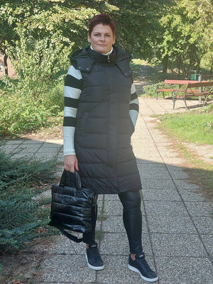 Hosszított fekete női mellény (S-XXL)