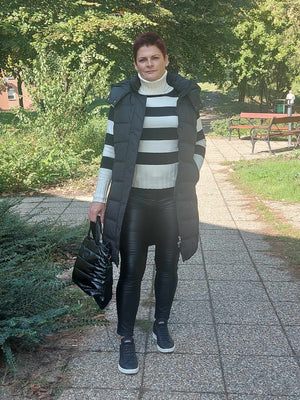 Hosszított fekete női mellény (S-XXL)