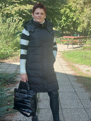 Hosszított fekete női mellény (S-XXL)