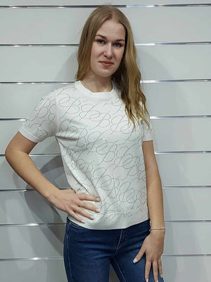 Vékony kötött női felső-Fehér, fekete (S,M, L)