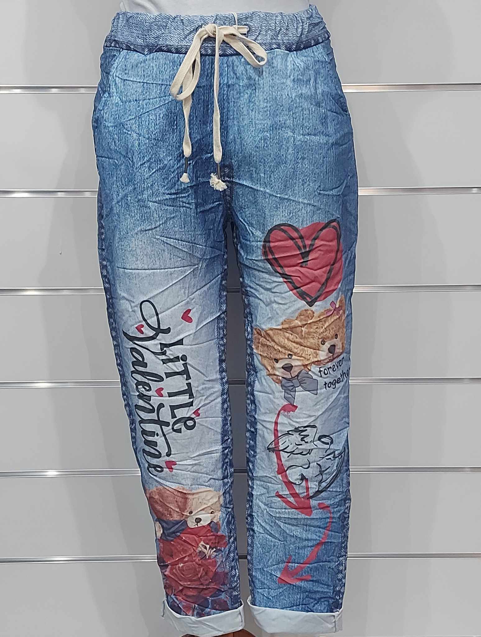 Farmerhatású mintás női nadrág (S-XL)