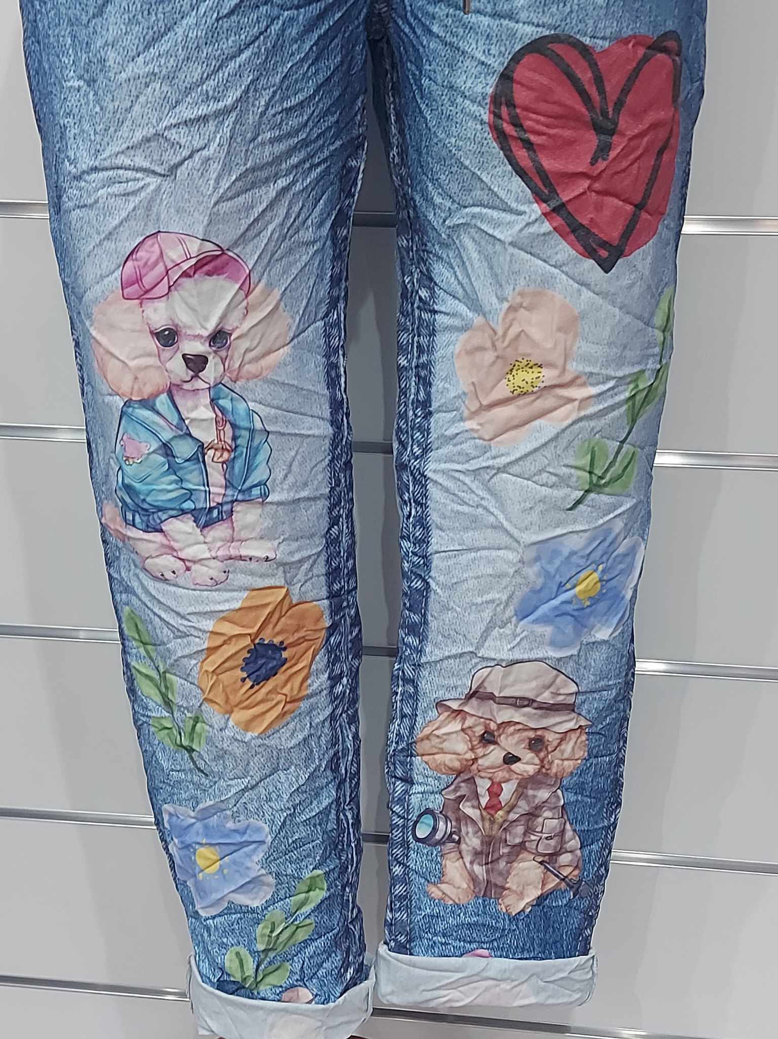 Farmerhatású mintás női nadrág (S-XL)