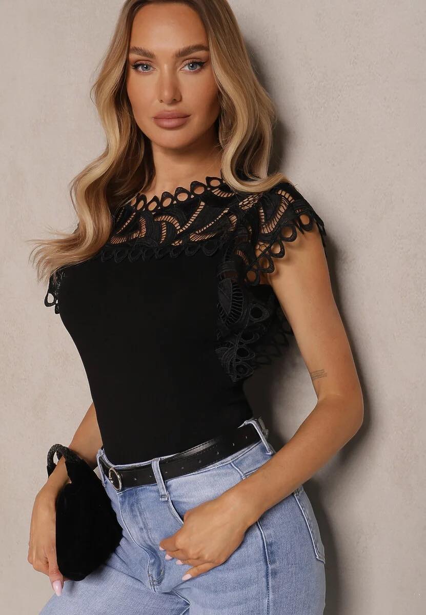 Csipke betétes női felső-zöld,fekete,bézs,fehér (S/M,L/XL)