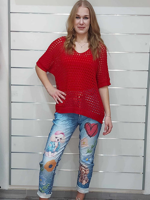 Farmerhatású mintás női nadrág (S-XL)