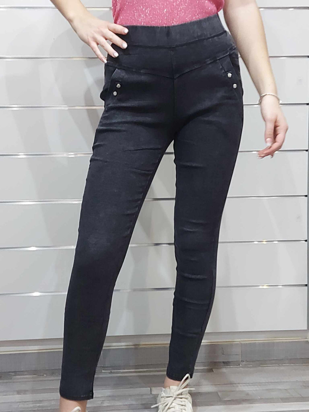 Farmerhatású női nadrág (M-2XL)-sötétkék,fekete
