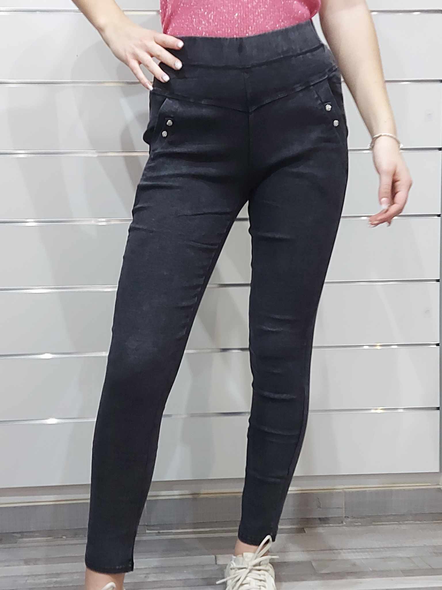 Farmerhatású női nadrág (M-2XL)-sötétkék,fekete