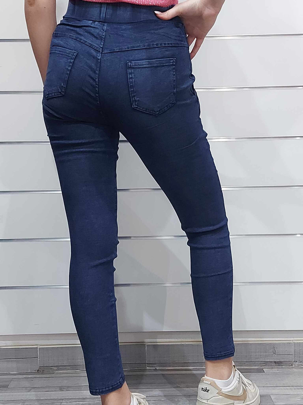 Farmerhatású női nadrág (M-2XL)-sötétkék,fekete