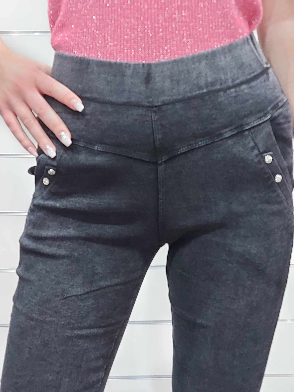 Farmerhatású női nadrág (M-2XL)-sötétkék,fekete
