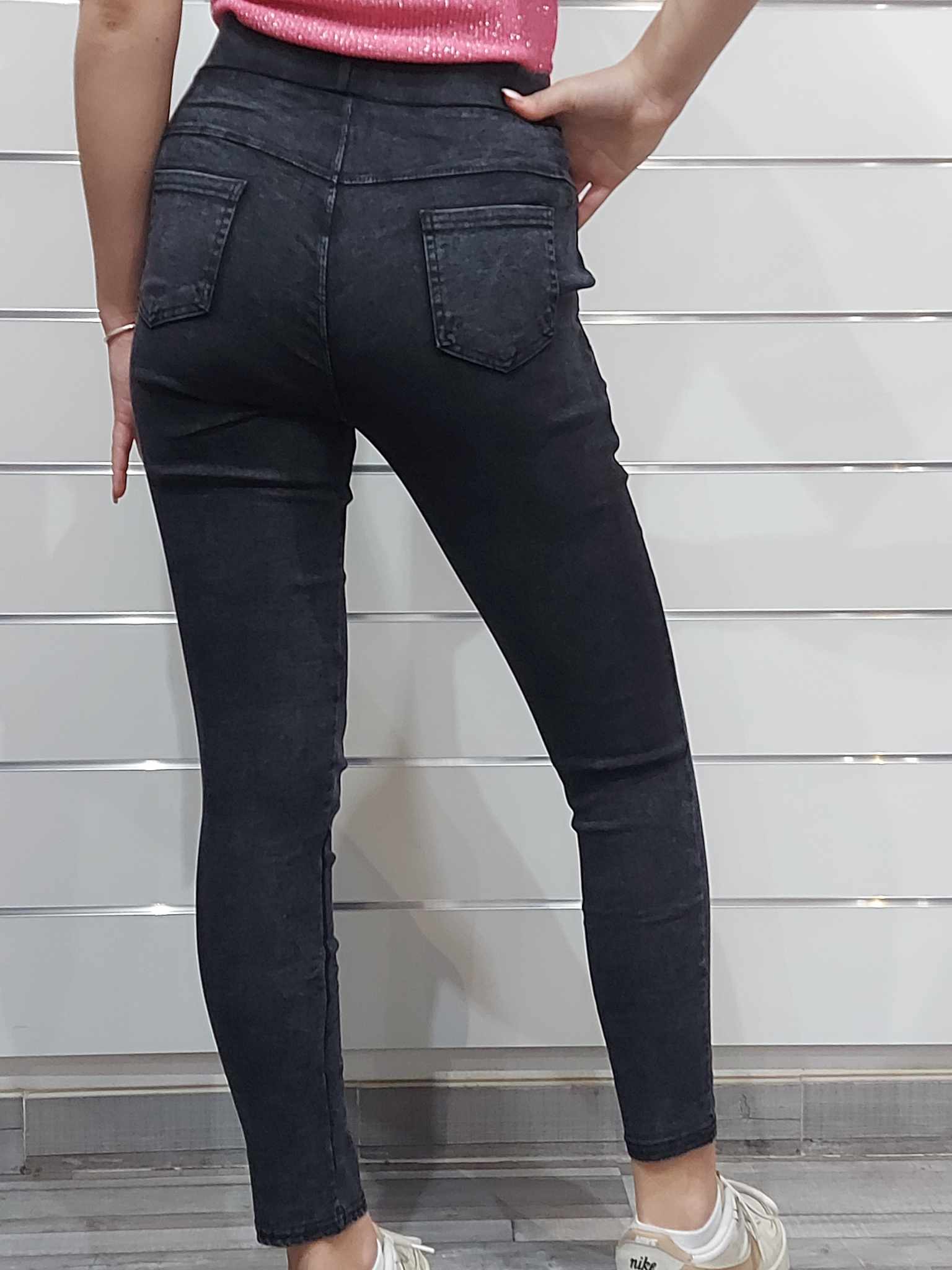 Farmerhatású női nadrág (M-2XL)-sötétkék,fekete