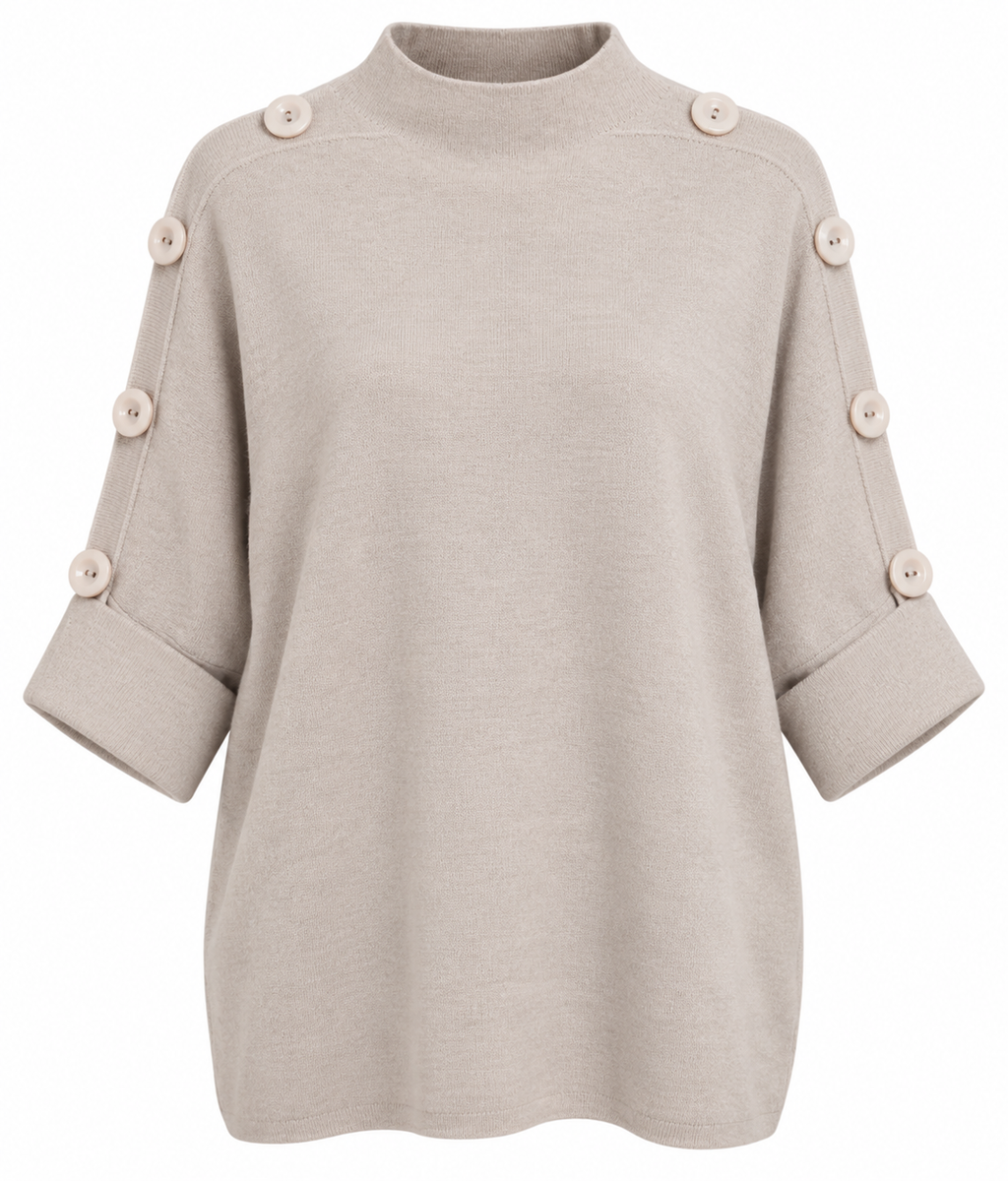 Női gombos ujjú kötött felső – M–2XL