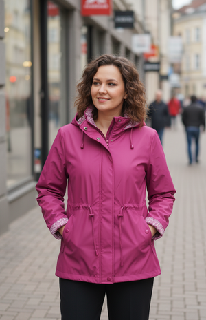 Női 2&1 ben kifordítható esőkabát- Magenta (L-3XL)