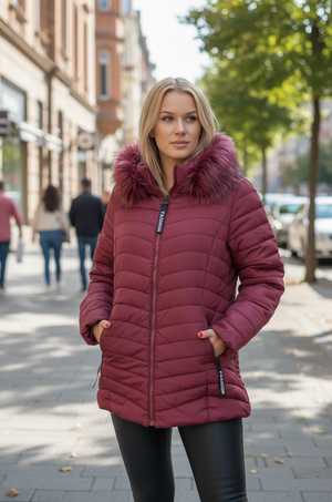 Bordó női télikabát ( XL-5XL) PLUS SIZE