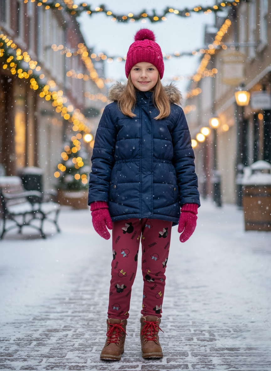 Lányka thermo leggings “Mouse” mintával – 116–146