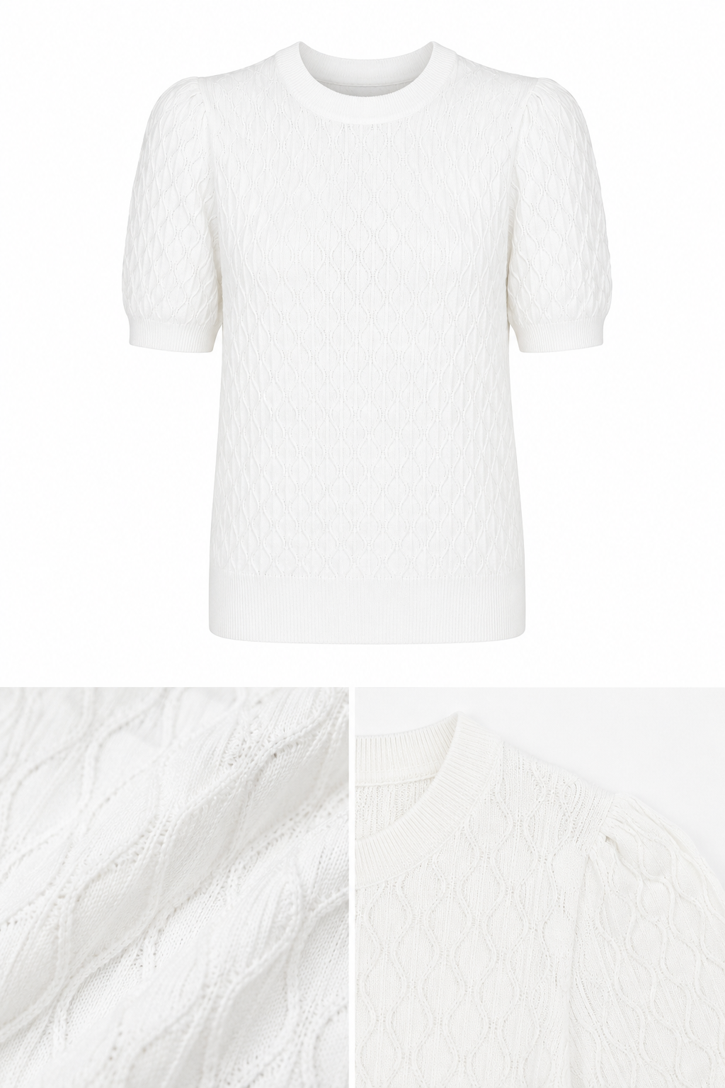 Női kötött rövid ujjú felső – elegáns, puha viselet (S/M, L/XL)