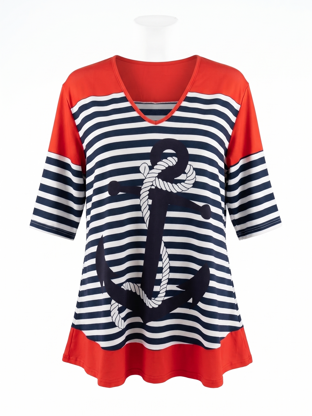 Női A-vonalú plus size tunika V-nyakkal(L-4XL)