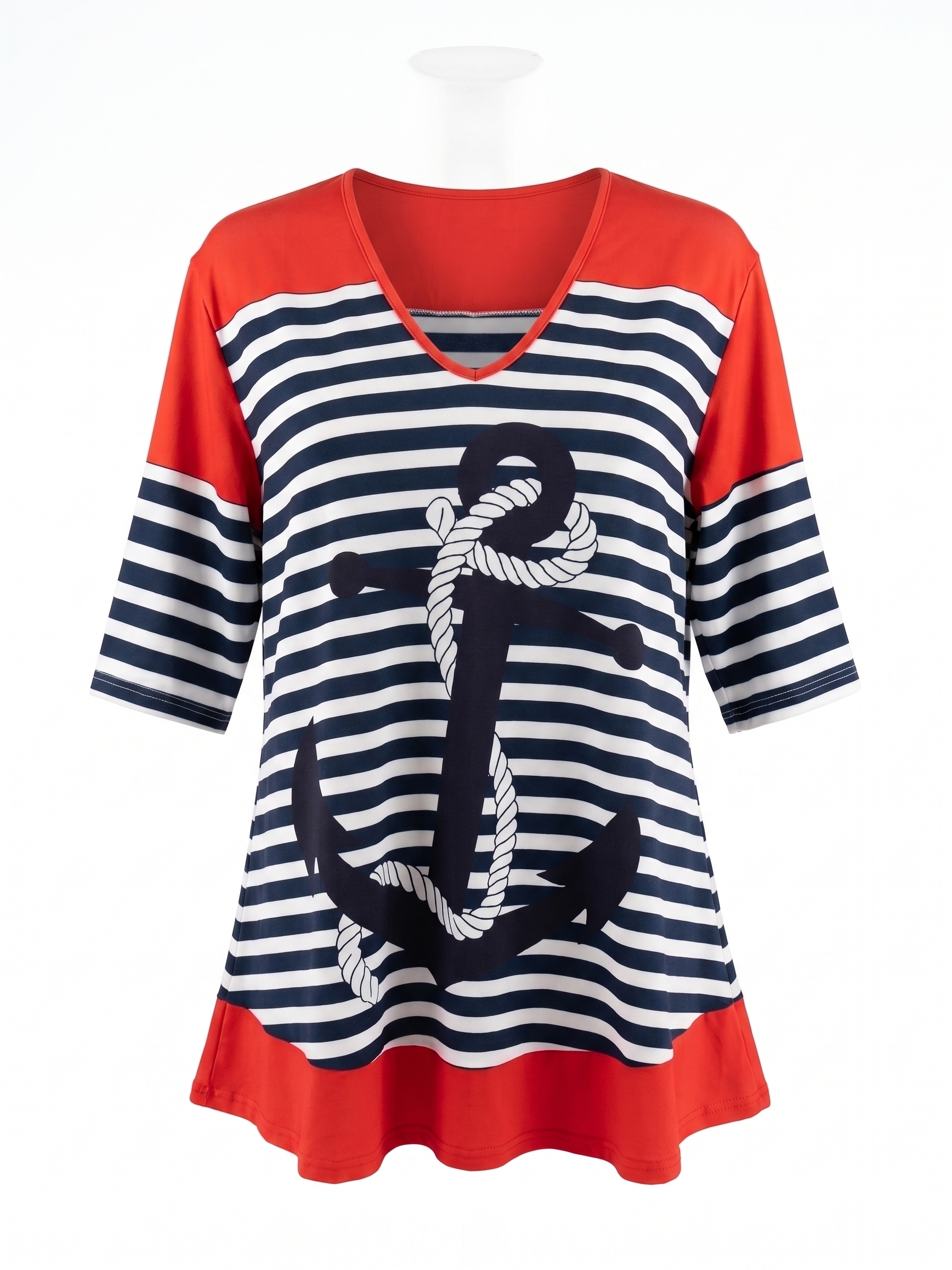 Női A-vonalú plus size tunika V-nyakkal(L-4XL)