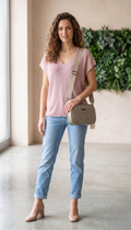 Női V-nyakú vékony kötött felső lurex szállal ( M-XXL)