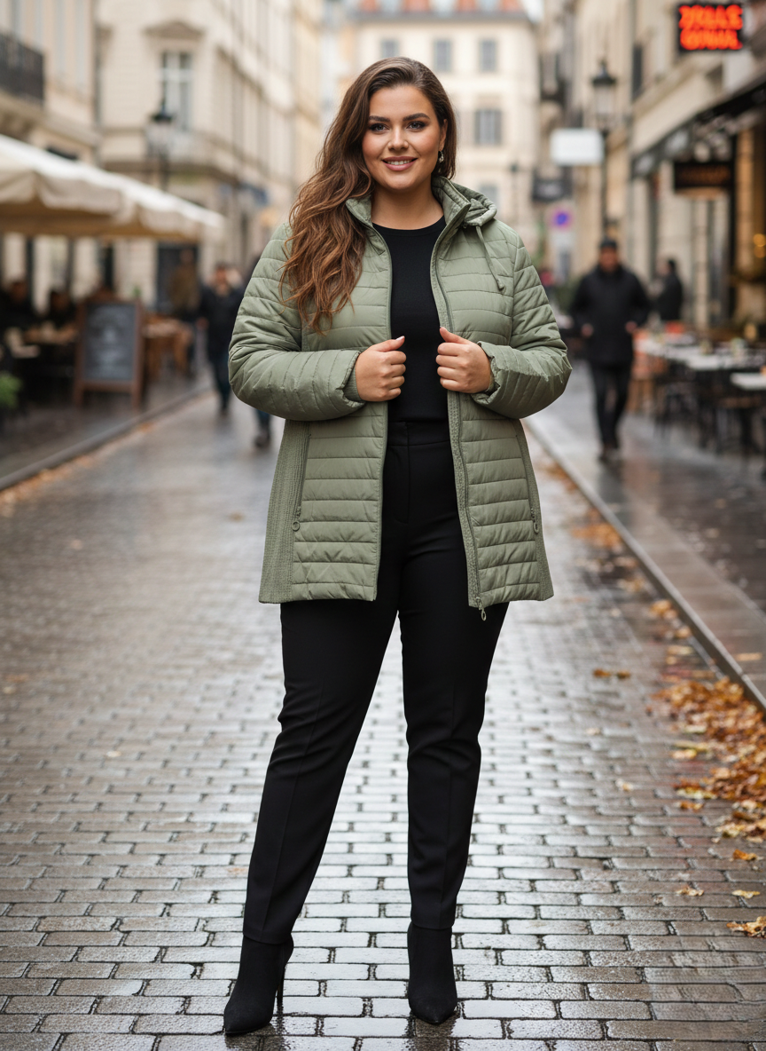 Prémium Női Átmeneti Kabát – Üde Pisztáciazöld Elegancia (L-6XL)