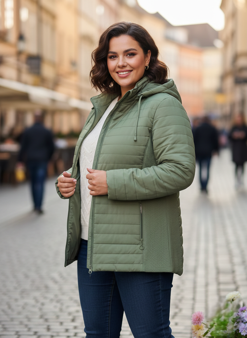 Prémium Női Átmeneti Kabát – Üde Pisztáciazöld Elegancia (L-6XL)