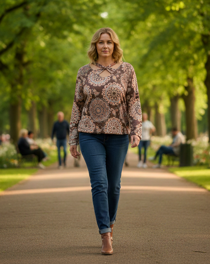 Mandala Mintás Női Felső (M-3XL)– Keresztpántos Megoldással