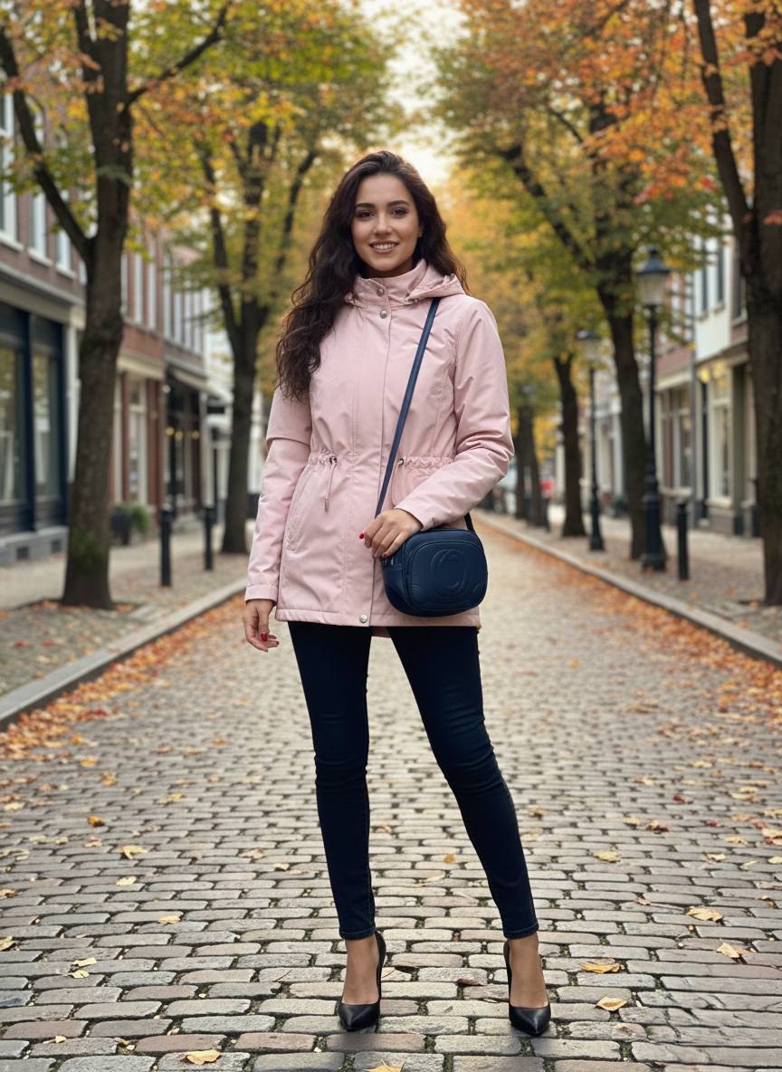 Női kapucnis rózsaszín kabát – S–XXL