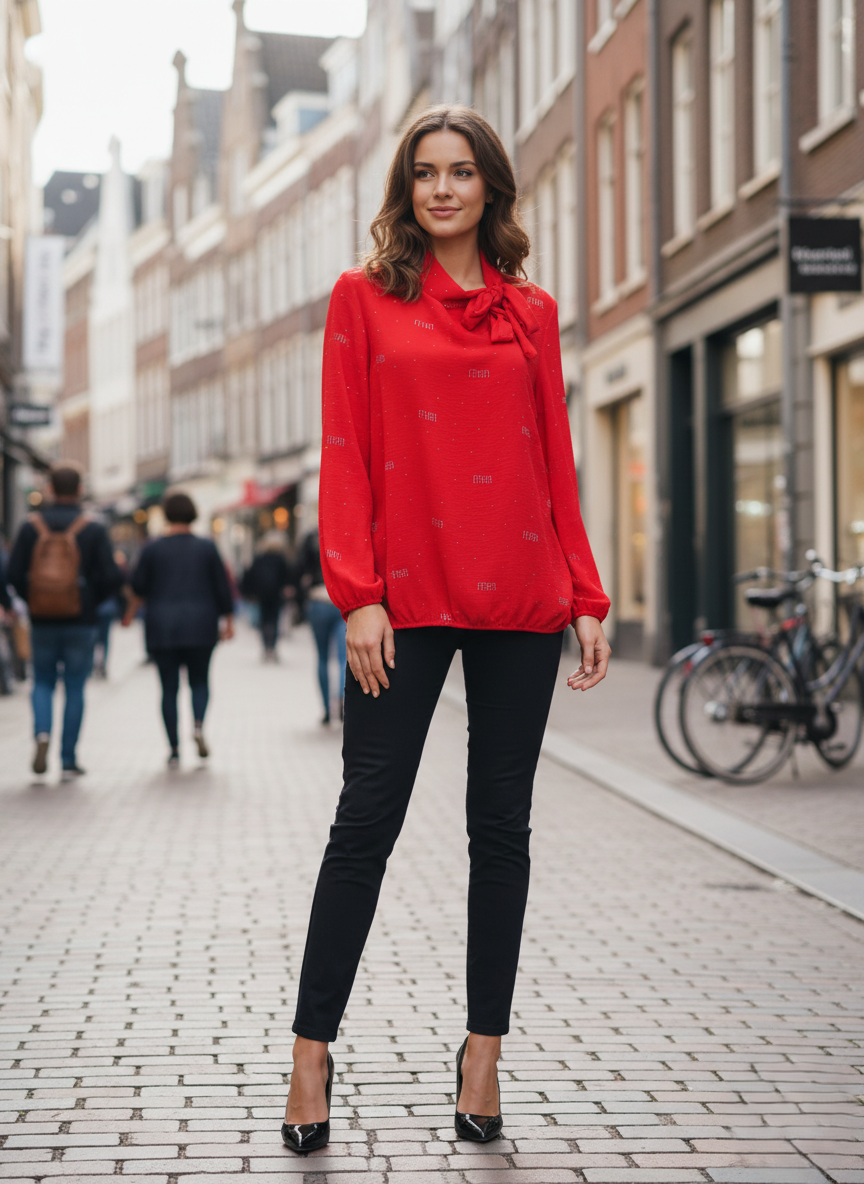 Női blúz – megkötős nyakkal, strasszkő díszítéssel( S-XXL)