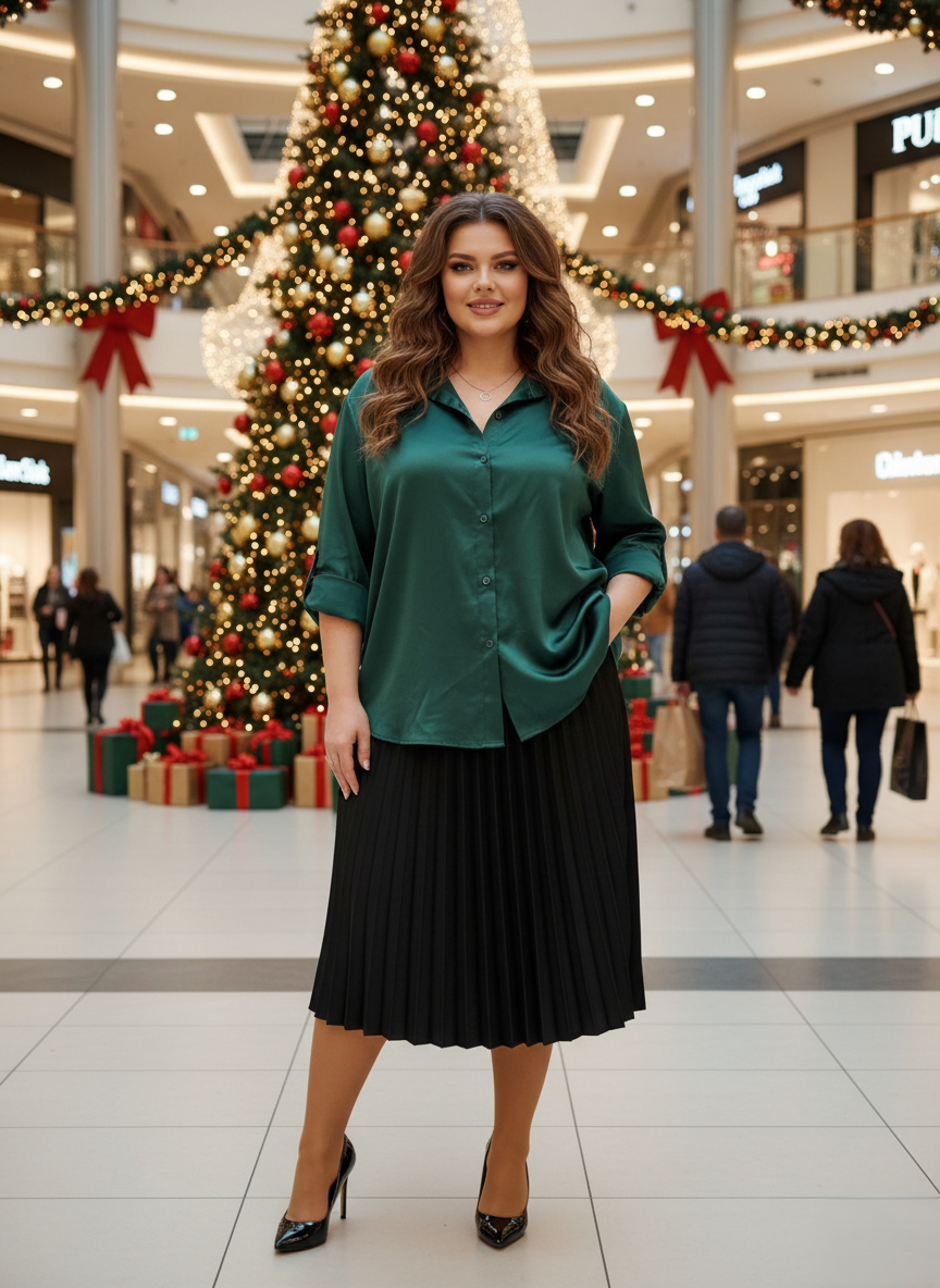 Női selyem hatású ing(L-3XL)-PLUS SIZE