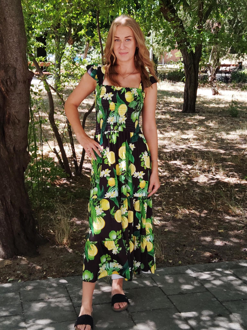 Citrommintás női maxiruha – nyárra hangolva( S-XL)