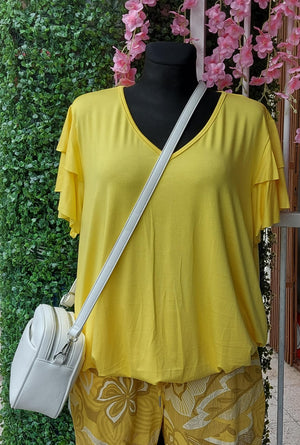Női póló fodros ujjal- PLUS SIZE (L-3XL)