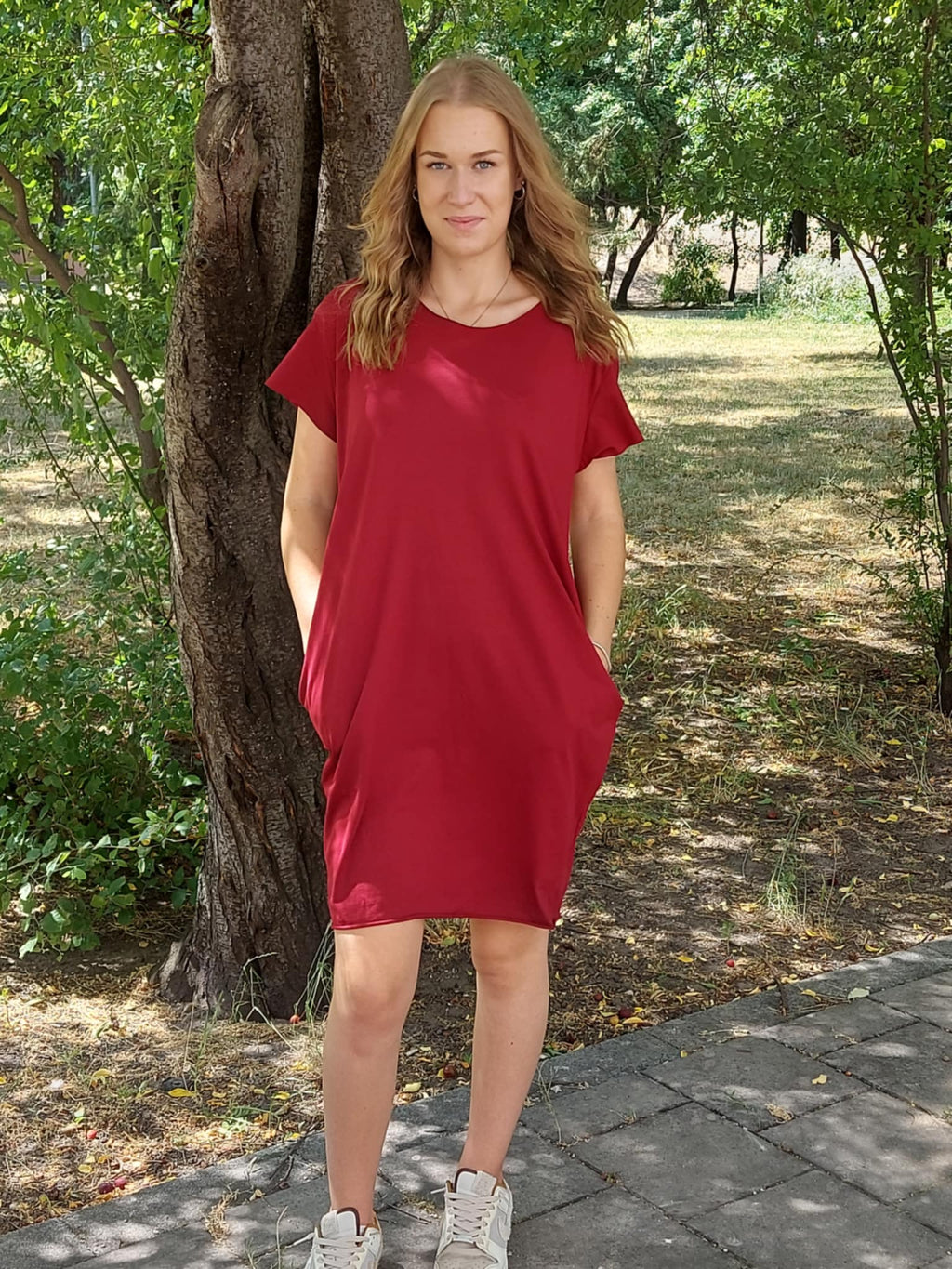 Lézervágott mintás női pamut tunika/ruha -Plus size (L-3XL)