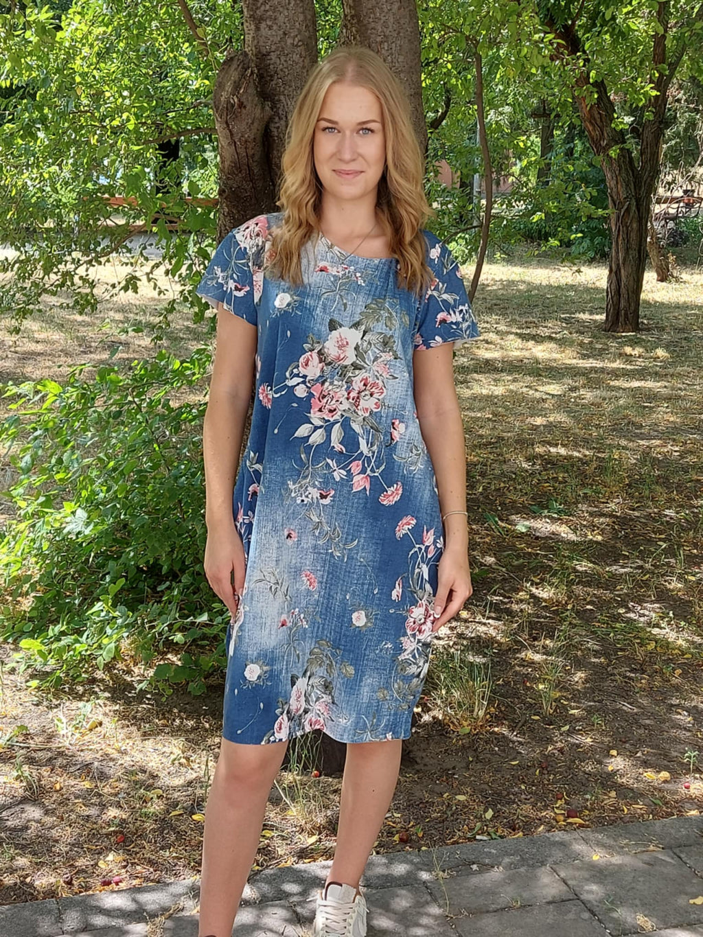 Lézervágott mintás női pamut tunika/ruha -Plus size (L-3XL)